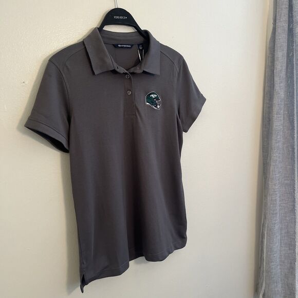 CUTTER & BUCK Advanced Pique New York Jets Football Polo, Gray- L - Picture 2 of 8